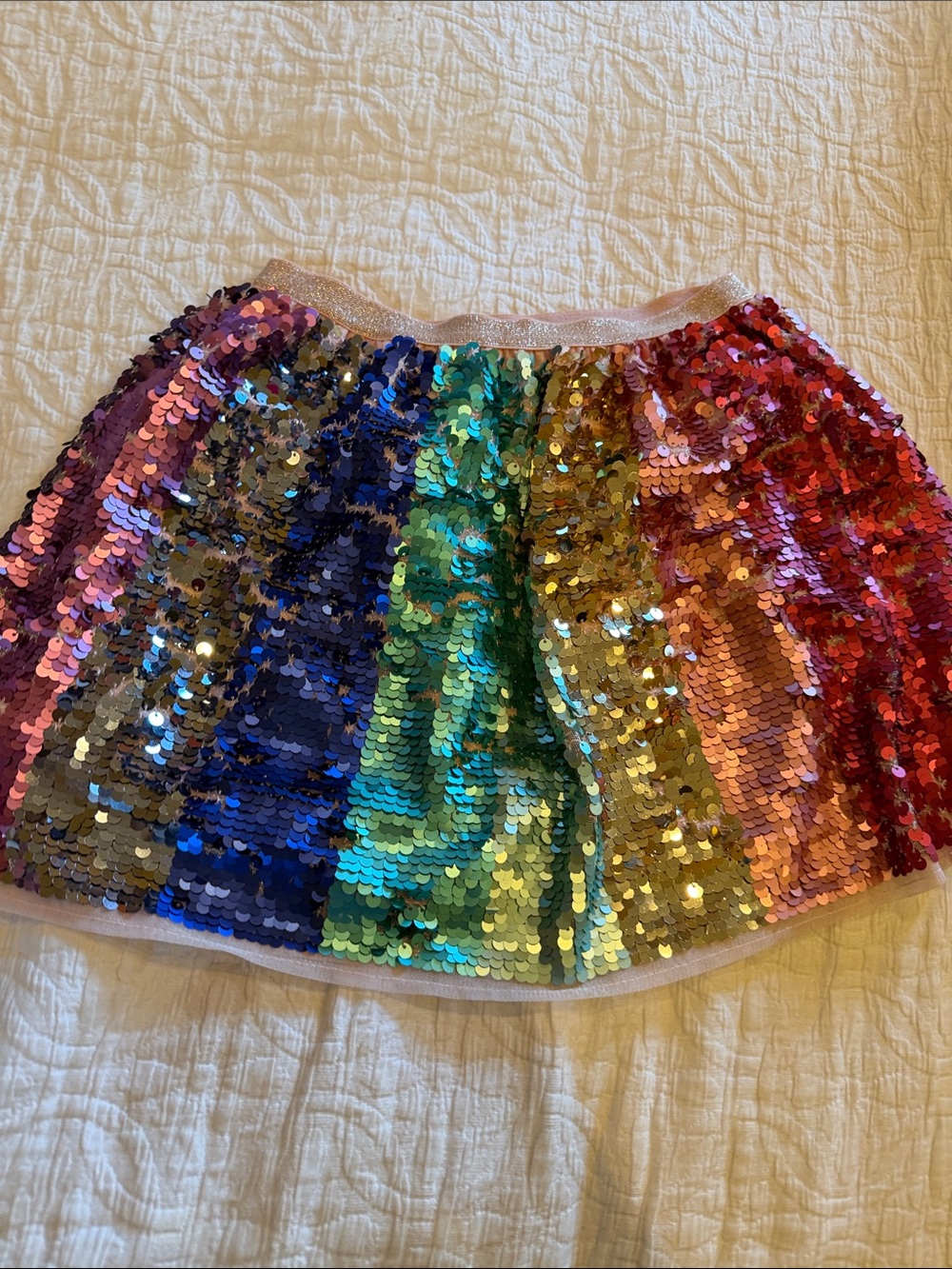 H&M Rainbow Sequin Mini Skirt - Red Pink Purple Blue Green Gold
